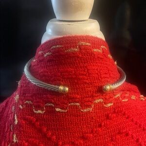 Silver and Gold Cable open cuff style necklace adjustable
